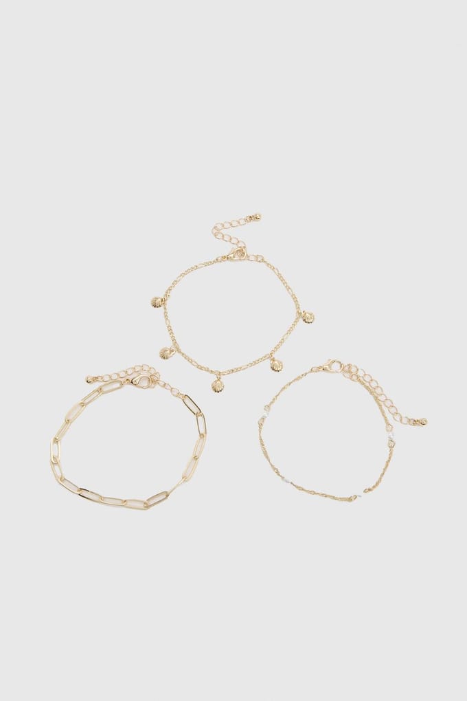 boohoo Dames Armbandenset Met Bedeltjes 3 Stuks | Goud