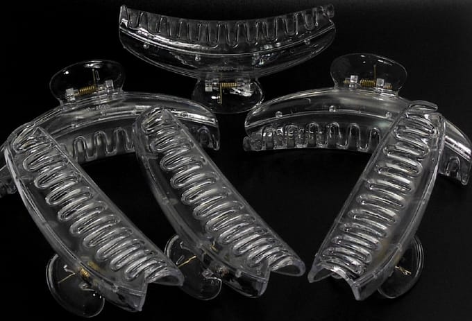 6 grote haarklemmen 12 cm transparant