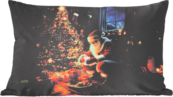 Sierkussens - Kussentjes Woonkamer - 60x40 cm - Kerstman - Haard - Donker