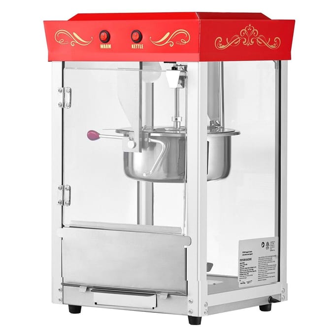 Machine à Popcorn sur Comptoir Poppeur à Popcorn Fabricant 800W 0.2kg Chaudière Rouge