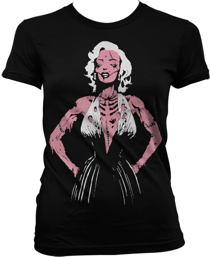 Zombie M'onroe Girly T-shirt voor dames, zwart
