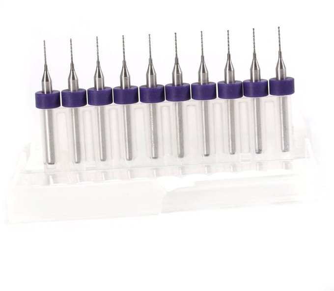 Set van 10 PCB circuit board spiralen fluit carbide boren van 0.1mm tot 1.4mm voor precisiewerk