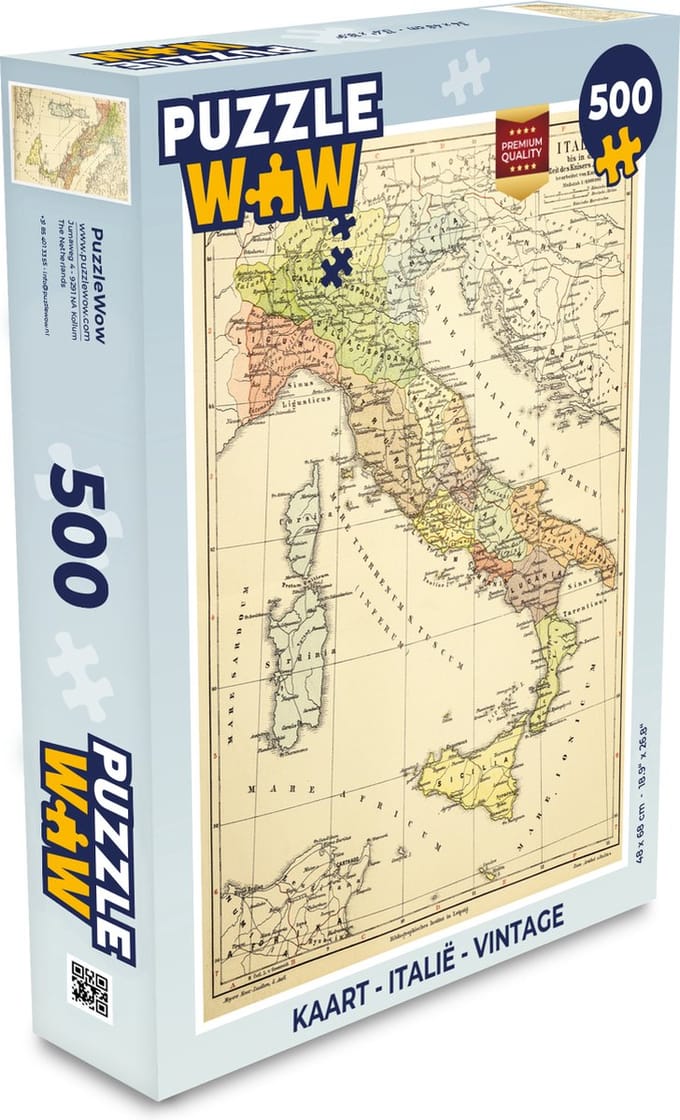 Puzzel Kaart - Italië - Vintage - Legpuzzel - Puzzel 500 stukjes