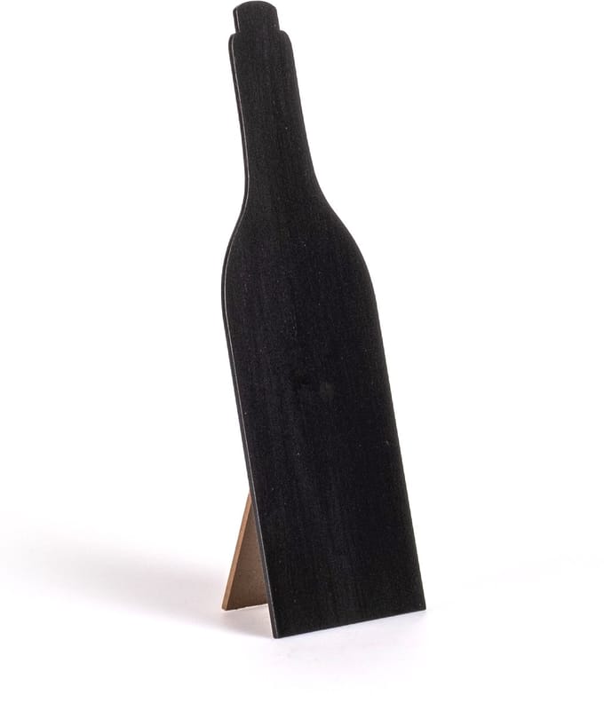 HOBI - Leisteen menukaart wijnfles 25 cm van hout met voet