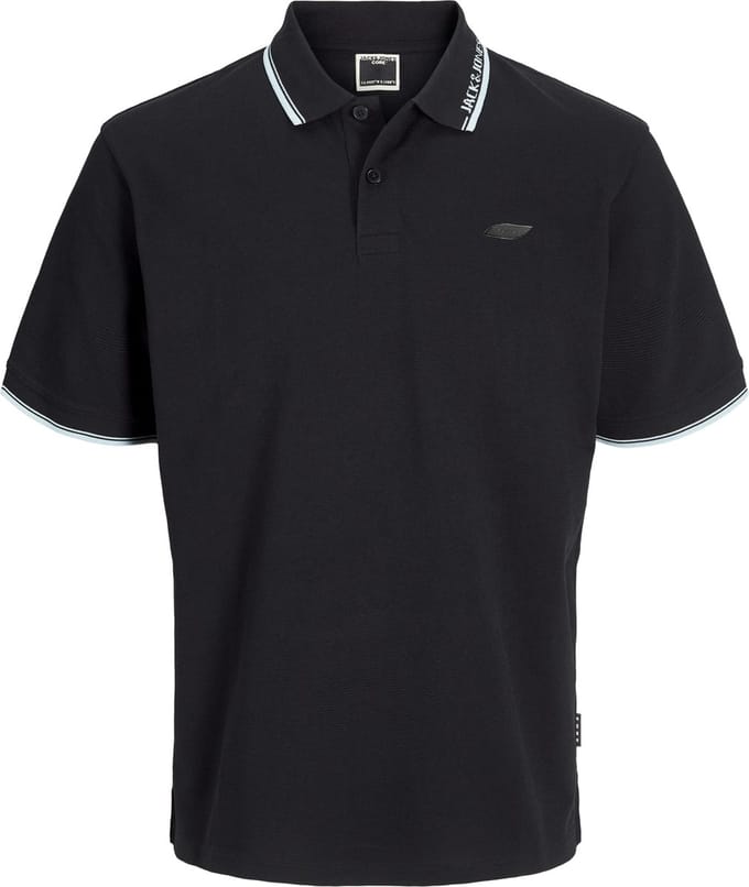 JACK&JONES JCOPACER JACQUARD POLO SS Heren Poloshirt - Black