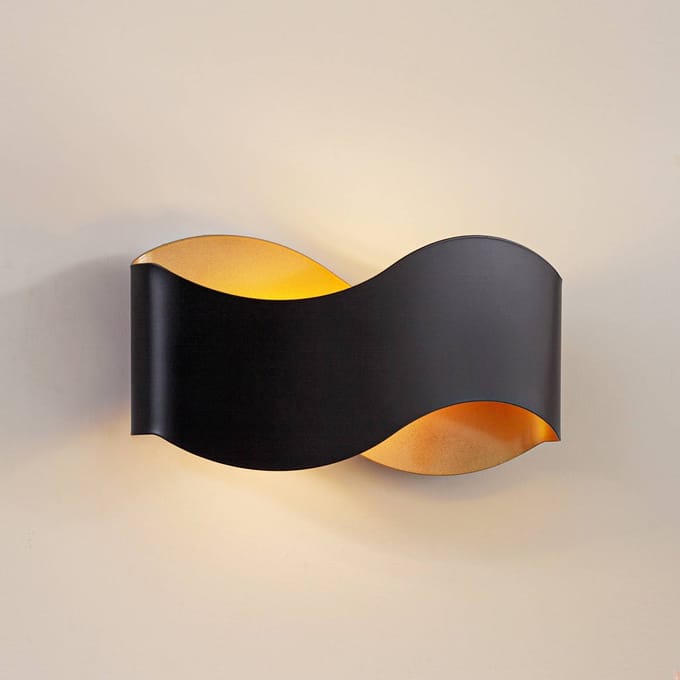 Lindby - wandlamp - 2lichts - metaal - H: 15 cm - G9 - zwart, goud