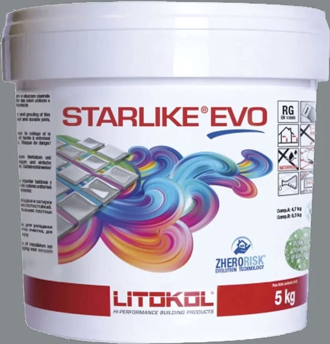 Litokol starlike evo 125 grigio cemento 2,5kg - Voegmiddel Kleur Grijs- Epoxymiddel - Lijm
