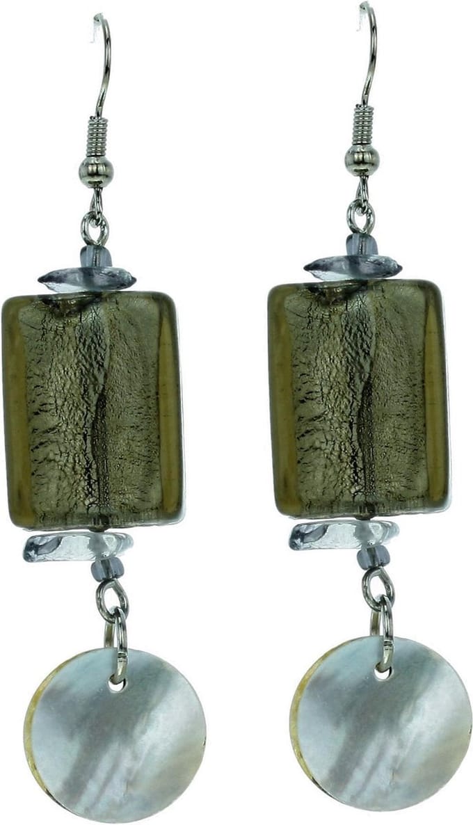 Behave - Oorhangers dames - Grijs schelp - Natuurstijl 7 cm