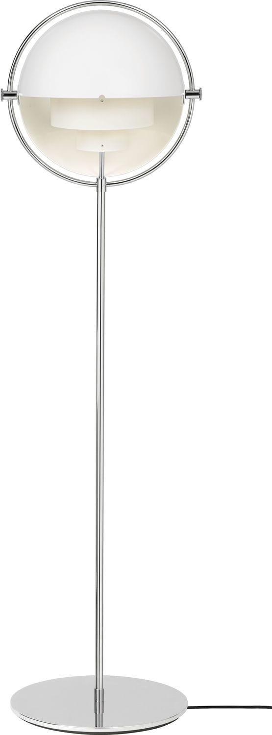 Gubi Lite vloerlamp, hoogte 148 cm, chroom/wit
