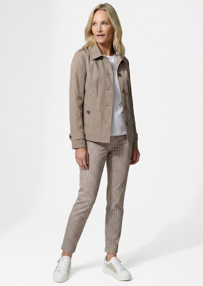 Trenchjack in crashlook - steengrijs - Gr. 19 van Goldner Fashion