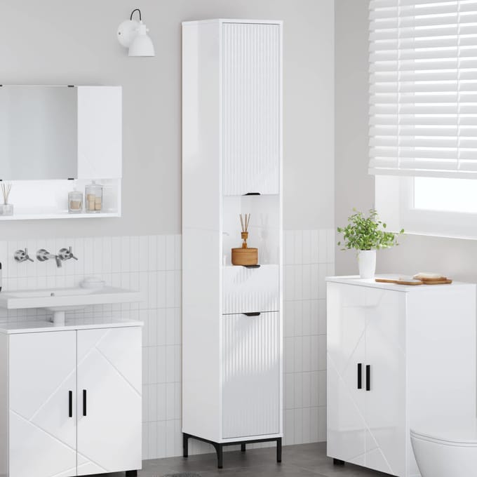 vidaXL - Badkamerkast - Hoogglans - wit - 31,5 - x - 33 - x - 190 - cm