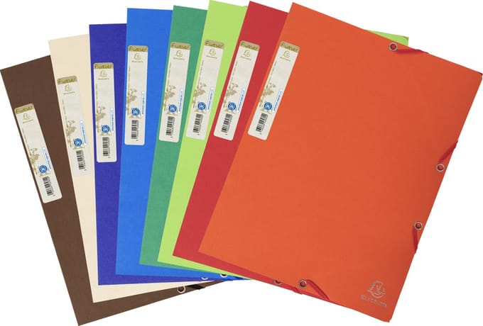 Exacompta 25x FOREVER® Elastomap 3 kleppen uit gerecycleerd karton 380g/m2 - A4 - Geassorteerd - 56980E