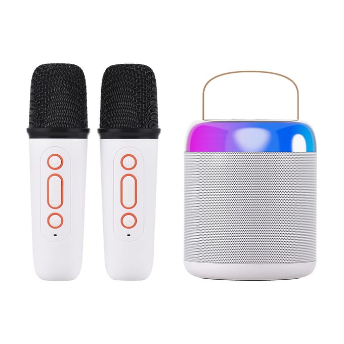 Draagbare microfoon en soundbox set Mini karaokemachine BT-luidspreker met 2 microfoons Thuis Buiten