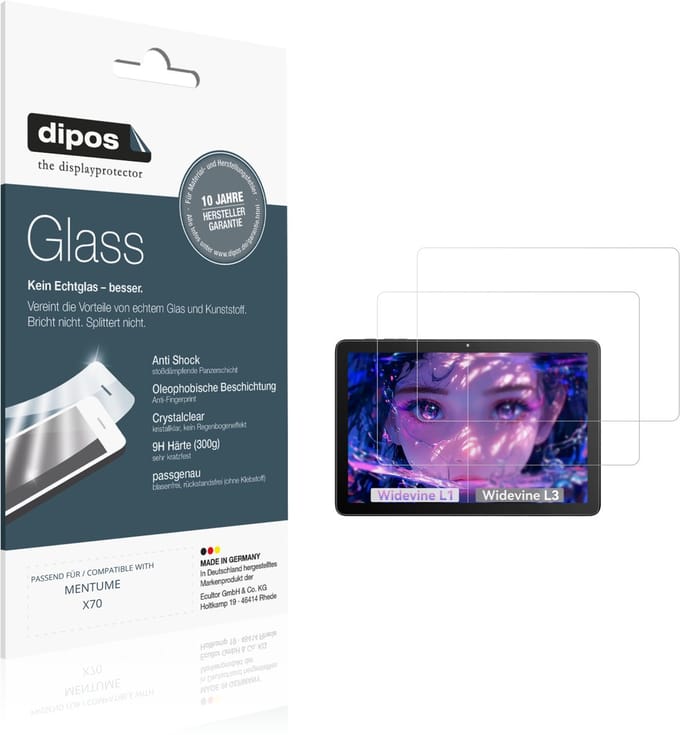 dipos – 2x Pantserfolie geschikt voor MENTUME X70 | 9H Screenprotector