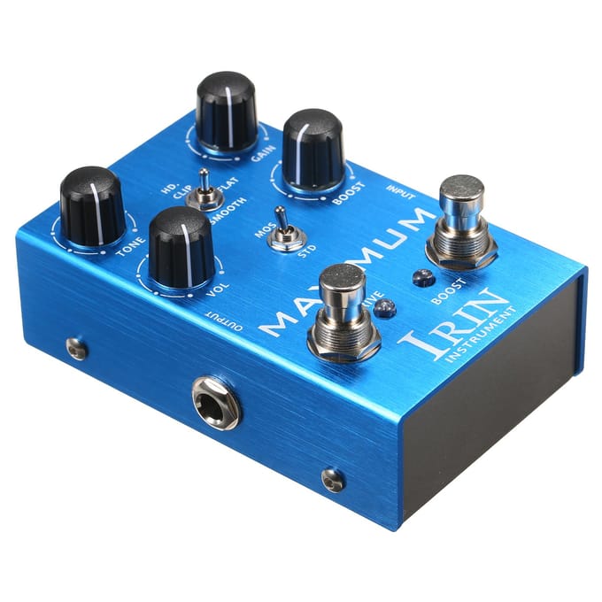 IRIN Overdrive Gitaareffectpedaal 2 Toggle-modusschakelaar Toon/Gain/Volume/Boost-regelaars voor blauw