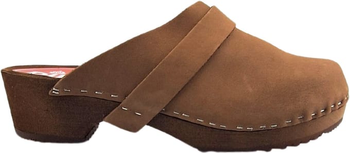 Dina Zweedse klompen - Tuinklompen - Thuisklompen - Dames klompen - Bruin met Nubuck leer - maat 36