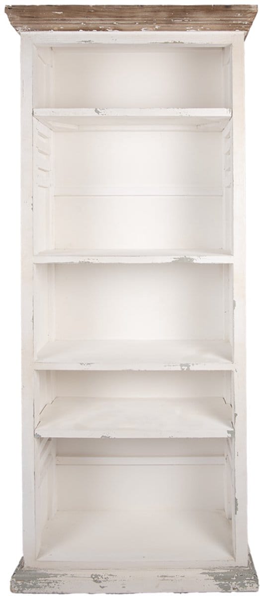 Clayre & Eef Boekenkast Verstelbare Planken 80x36x195 cm Wit Hout