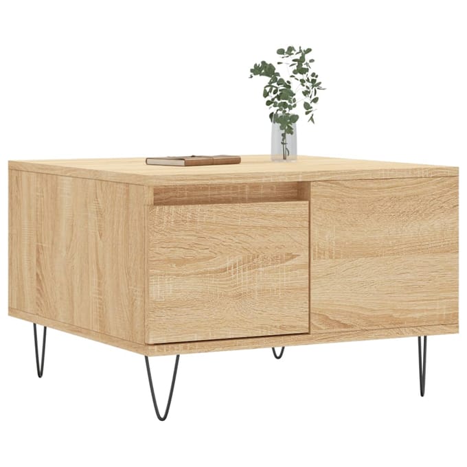 vidaXL - Salontafel - 55x55x36,5 - cm - bewerkt - hout - sonoma - eikenkleurig