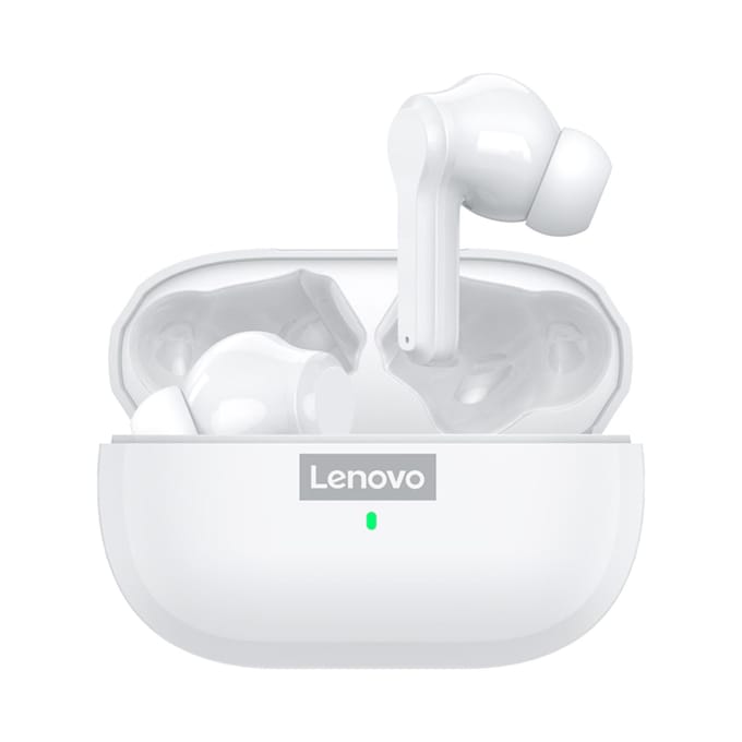 Lenovo LP1S echte draadloze hoofdtelefoon BT 5.0 mini-oordopjes Sportheadset Aanraakbediening in het oor wit