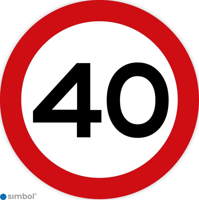 Simbol - Stickers 40 km - Maximaal 40 km/u - Duurzame Kwaliteit - Formaat ø 20 cm.