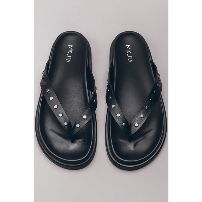 Mikuta The Black Studded Leather Sandals Größe: 36 | Sandalen Outlet | Damen | Schwarz