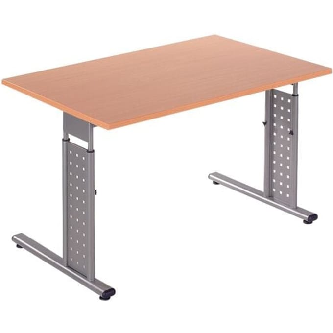 Bureautafel ALICANTE, C-poot, rechthoek, B 1200 x D 800 x H 680-820 mm, beukenpatroon