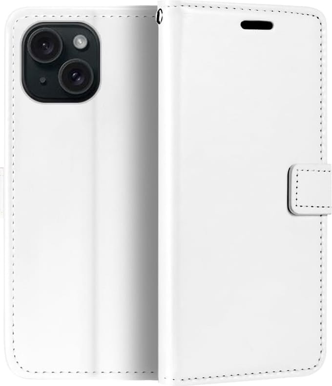 Portemonnee Book Case Hoesje Geschikt voor: iPhone 15 - wit