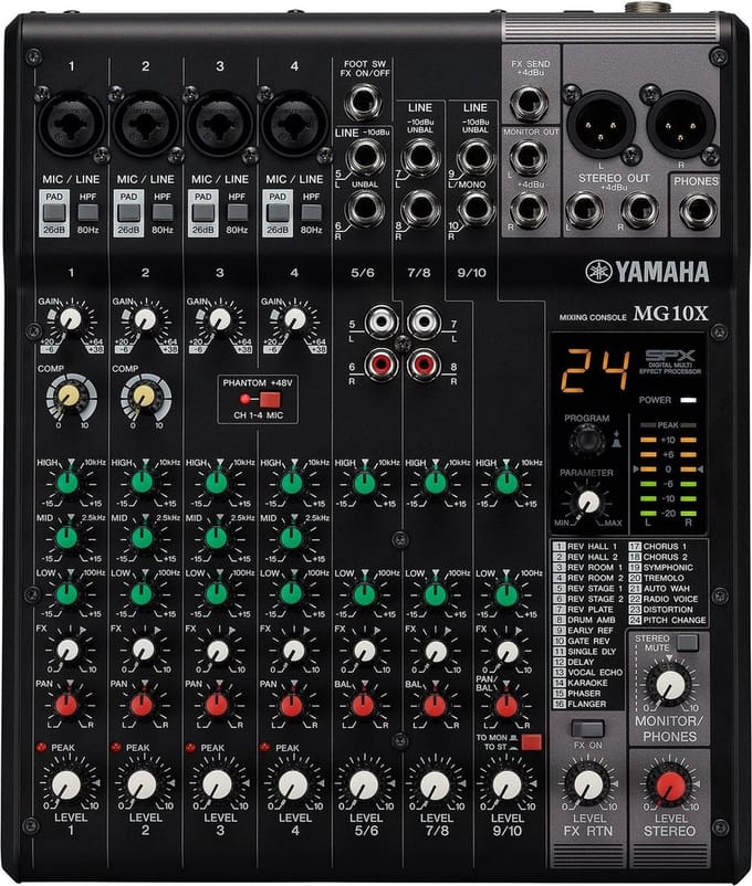 Yamaha MG10X - Mengpaneel, 10-kanaals, met effect processor