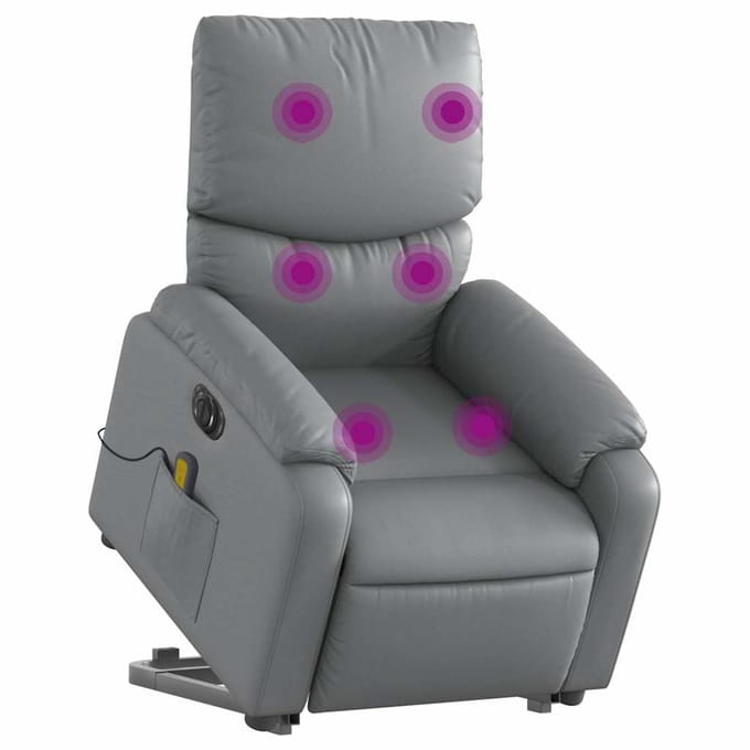 vidaXL - Sta-op-massagestoel - elektrisch - kunstleer - grijs
