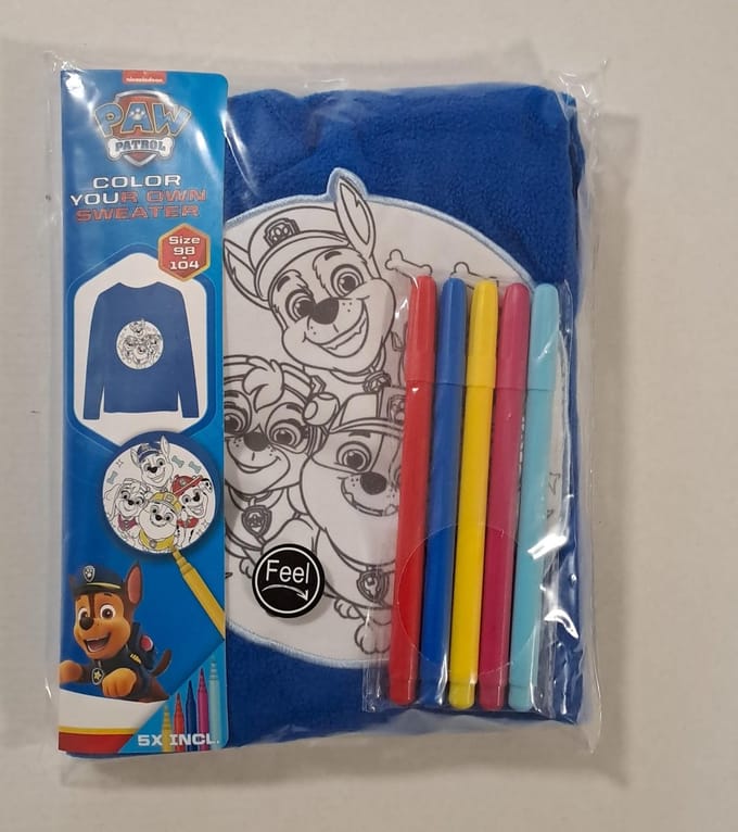 Paw Patrol Chase Kleur je Eigen Trui Maat 98-104