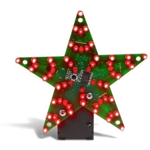 Whadda Soldeerkit, DIY, grote ster met 60 LEDs, 24 animaties, batterij en adapter