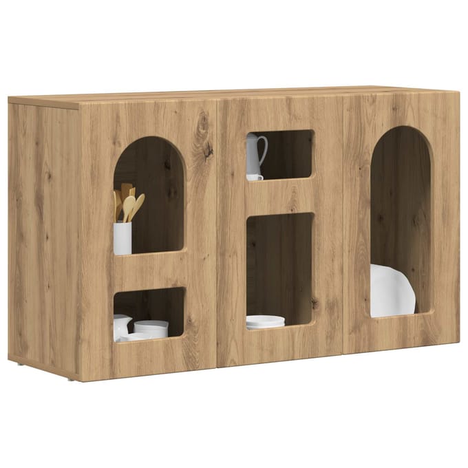 vidaXL - Dressoir - ELST - Artisan - Eiken - 100 - x - 35 - x - 59 - cm - Bewerkt - hout