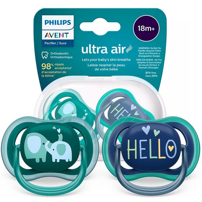 Tétine AVENT SCF349/18 Ultra Air 18 mois+ éléphant/bonjour