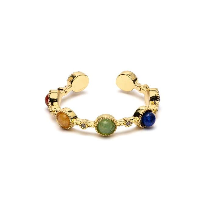 Open ring met 7 chakra-stenen – ±2 cm