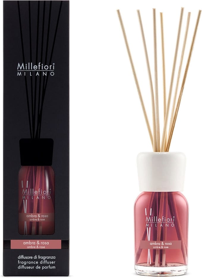 Millefiori Milano Geurstokjes 100 ml - Ambra & Rosa