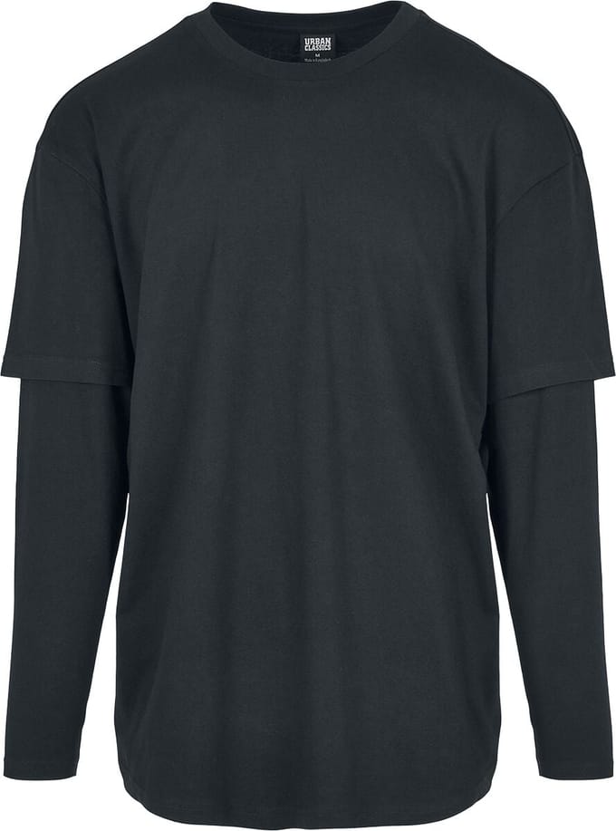 Urban Classics - Oversized Shaped Double Layer Longsleeve shirt - 2XL - Zwart
