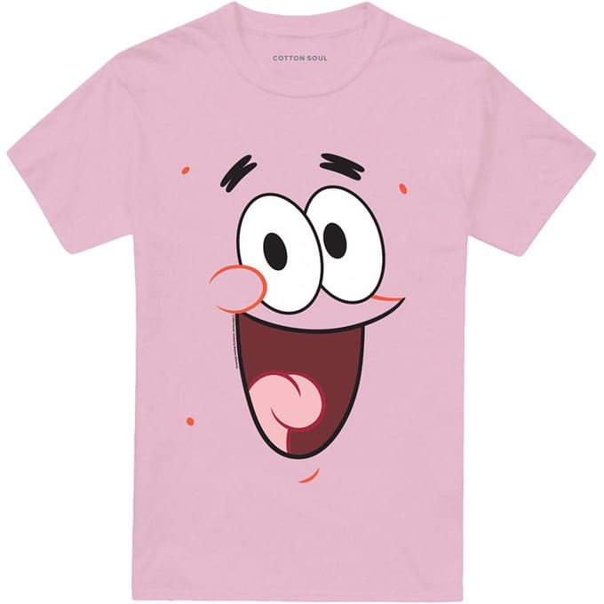 Spongebob Squarepants Unisex Volwassen Patrick Star Glimlach T-shirt S roze