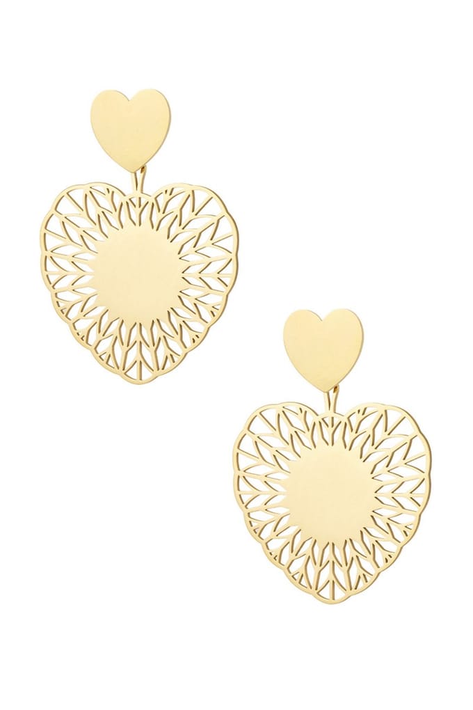 Zomer Oorbellen hart- statement - goud - stainless steel - cadeau - hart - statement - dames cadeau-