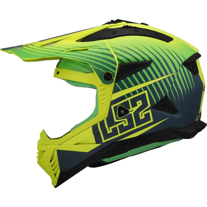 LS2 MX708 Fast II Duck M.H-V Groen H-V Geel Offroad Helm - Helm