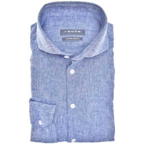 Ledûb Overhemd Casual Linen Blend Blauw / male