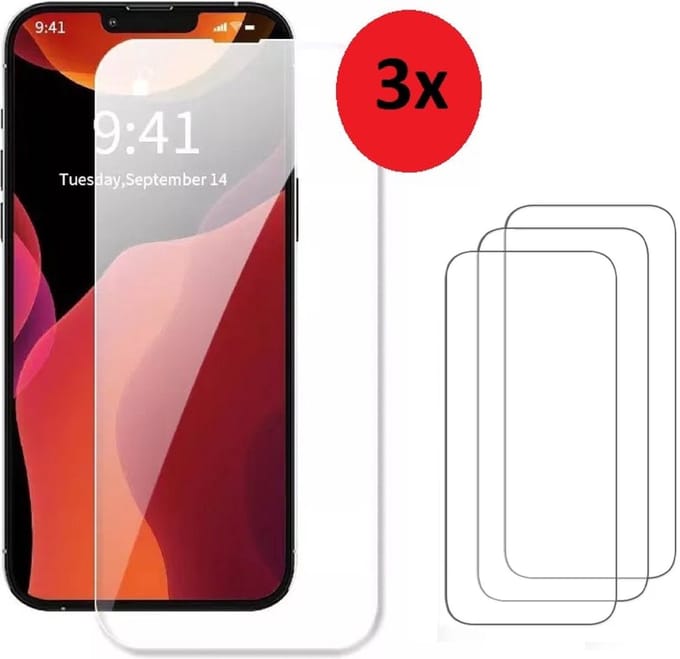Screenprotector Geschikt voor iPhone 16e/ 13/ 13 Pro/ 14 - Screenprotector - 13/ 13 Pro/14/ 16e Screen Protector Tempered Beschermglas 3x