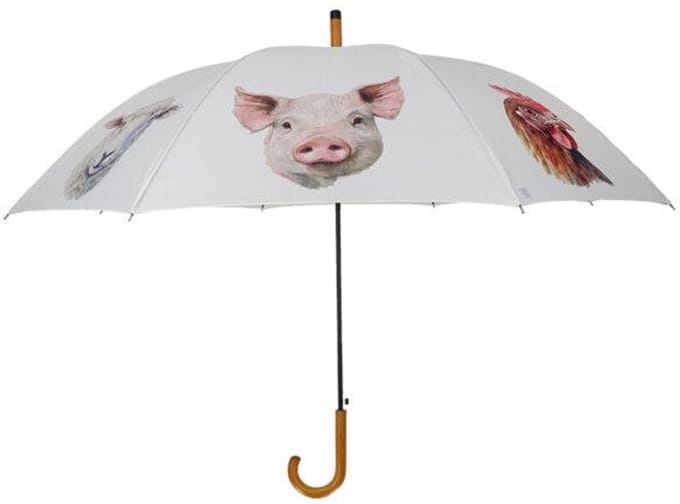 Esschert Design paraplu boerderijdieren wit - grote kinderparaplu.