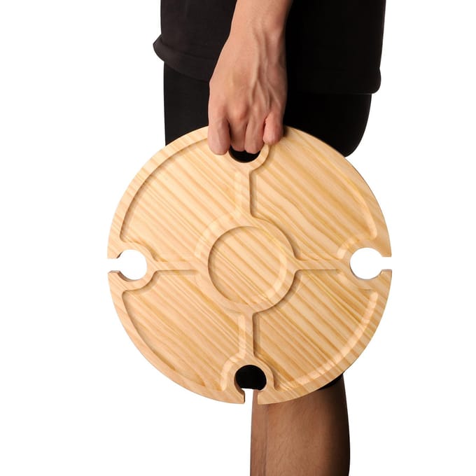 Buiten Wijn Tafel Draagbare Opvouwbare Wijn Tafel Houten Wijnglazen Wijn Tafel Strand Wijn Tafel beige
