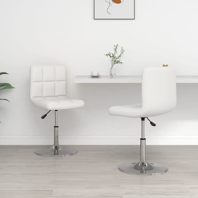 vidaXL - Eetkamerstoelen - 2 - st - kunstleer - wit
