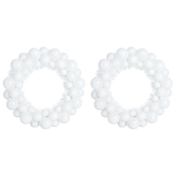 vidaXL - Kerstbal - Kransen - 2 - st - Wit - 33 - x - 33 - x - 7 - cm - Polystyreen