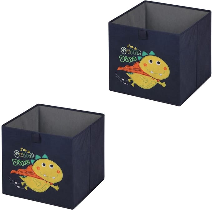 Stoffen doos DINO-2, set van 2 stuks, in blauw