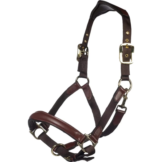 Halsband voor paard leer en nylon HKM Luna