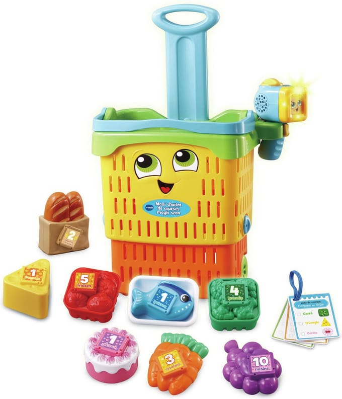 VTech – Maxi Chariot de Courses Magic Scan, Enfant – 18 Mois/5 Ans – Version FR