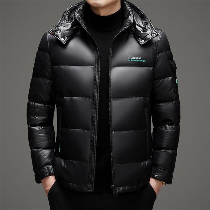 Zwart Goud Korte Donsjas Verdikte Winter Heren Eendendons Koudebestendig Casual Donsjack met Capuchon 4XL