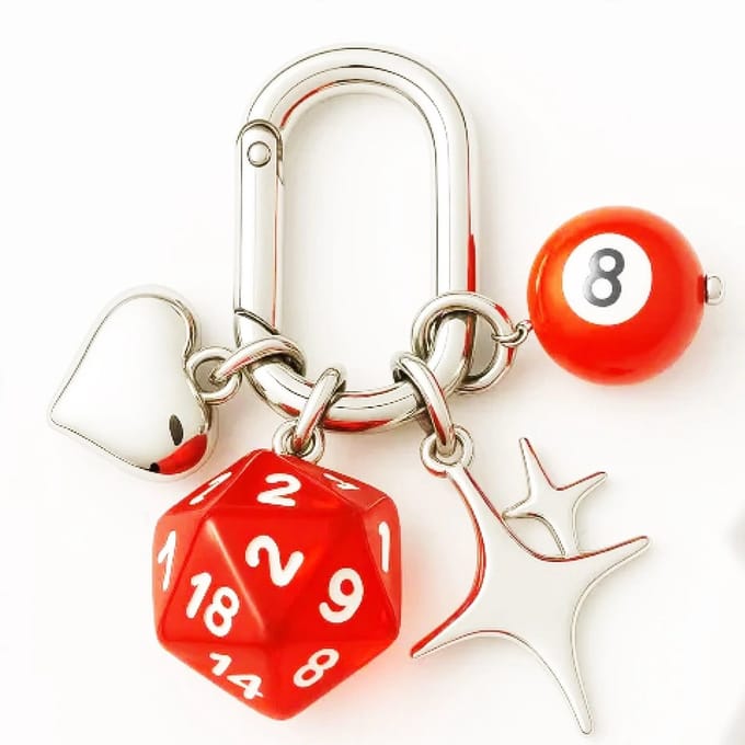 Lapi Toys - Dobbelsteen sleutelhanger - Dnd sleutelhanger - Metaal - Rood